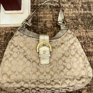 Large Gold fabric Coach bag
